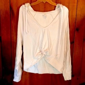 Fabletics Whote Cropped Hooded Sweatshirt